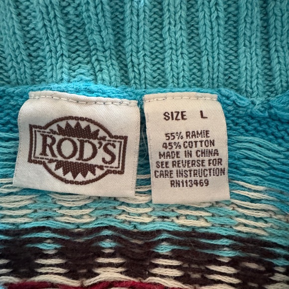 VINTAGE Rod’s Turquoise Patterned Sweater - Picture 5 of 9